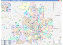 Albany-Schenectady-Troy Metro Area Wall Map Color Cast Style 2026